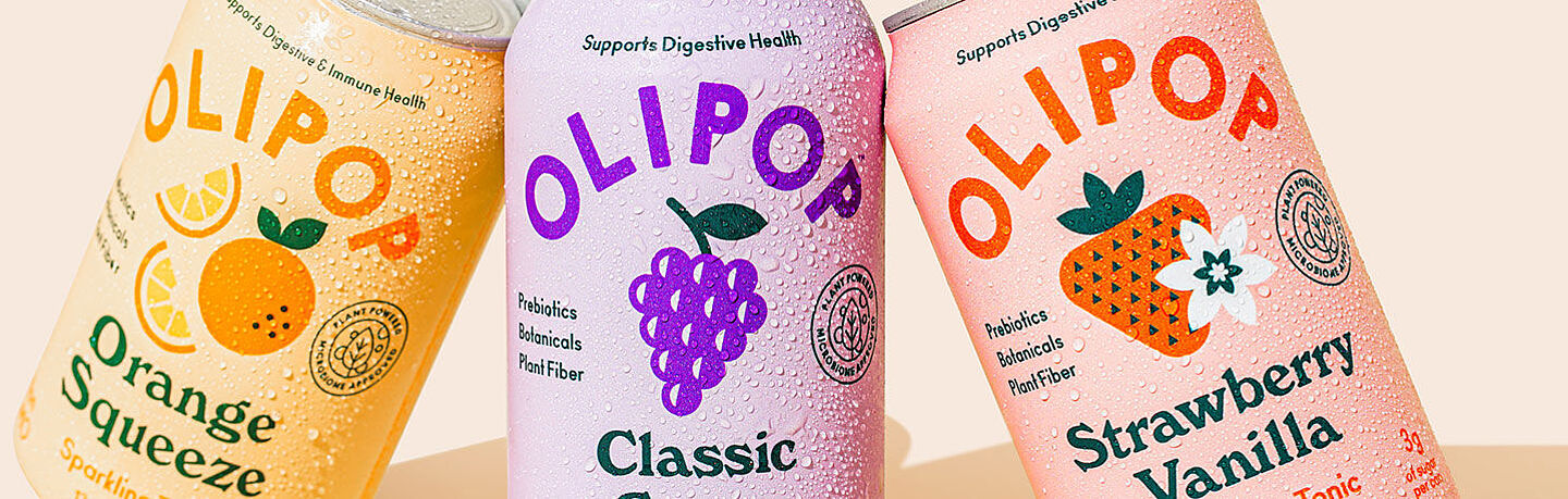 soda cans from company Olipop